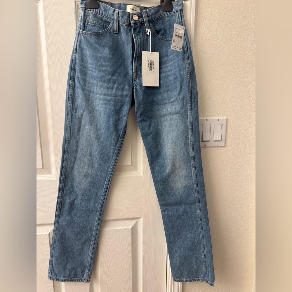 Frame high rise jeans.